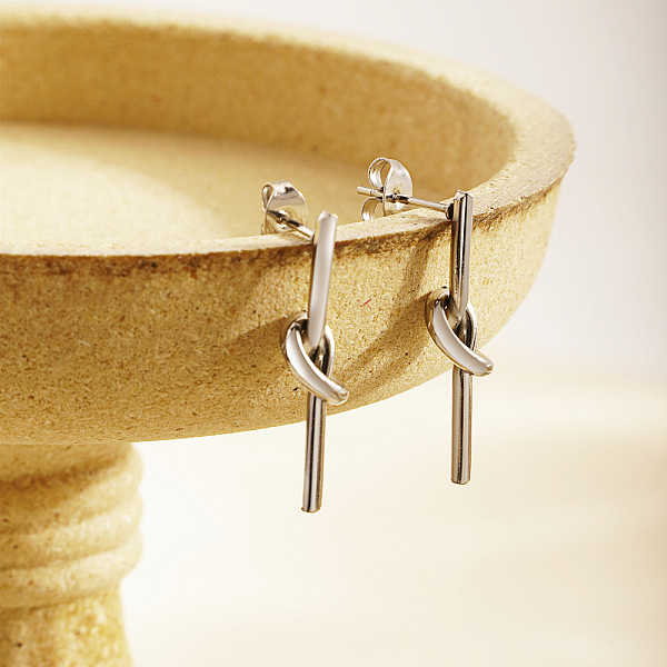 

PandaHall Knot Stainless Steel Stud Earrings for Women Stainless Steel Others