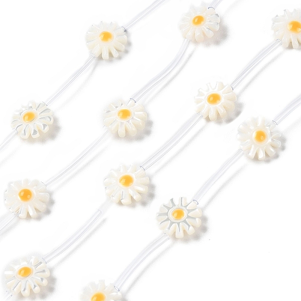 

PandaHall Natural Trochus Shell Beads Strands, with Enamel, Daisy Flower, Gold, 10x10x3.5~4mm, Hole: 0.6mm, about 15pcs/strand, 15.67''...