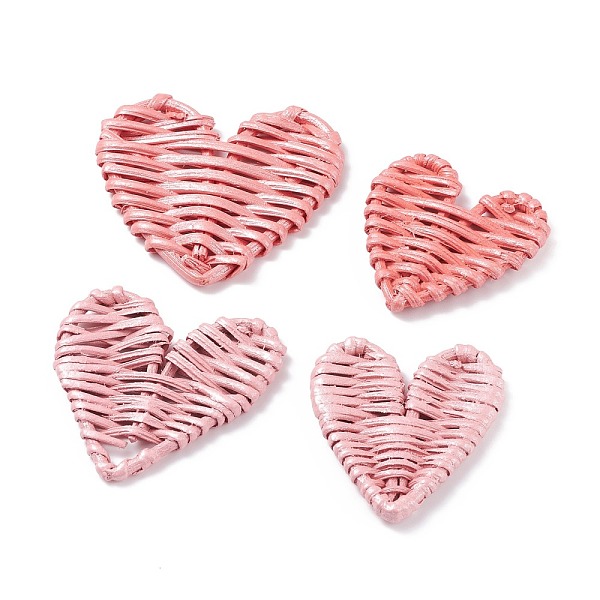 

PandaHall Handmade Spray Painted Reed Cane/Rattan Woven Beads, For Making Straw Earrings and Necklaces, Dyed, Pearlized Effect, Heart, No..., Multicolor