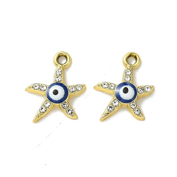 

PandaHall UV Plating Alloy Enamel Pendants, with Rhinestone, Golden, Evil Eye, Star, 18x14.5x3mm, Hole: 2mm Alloy Rhinestone+Enamel Star..., Clear
