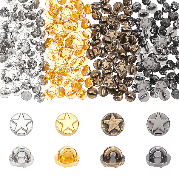 

PandaHall 200pcs Star Shank Buttons 4 Colors Sewing Buttons Metal Buttons with Shank Flat Round Buttons Retro Leather Buttons for Jeans...