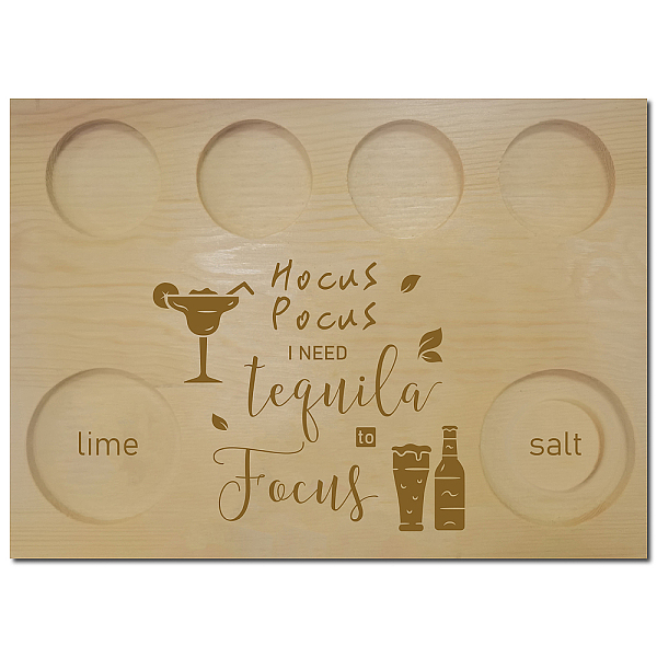 

PandaHall CREATCABIN Wooden Tequila Board with Salt Rim Shot Glass Set Serving Tray Holder Tray Wine Holder for Bar Restaurant Party Family...
