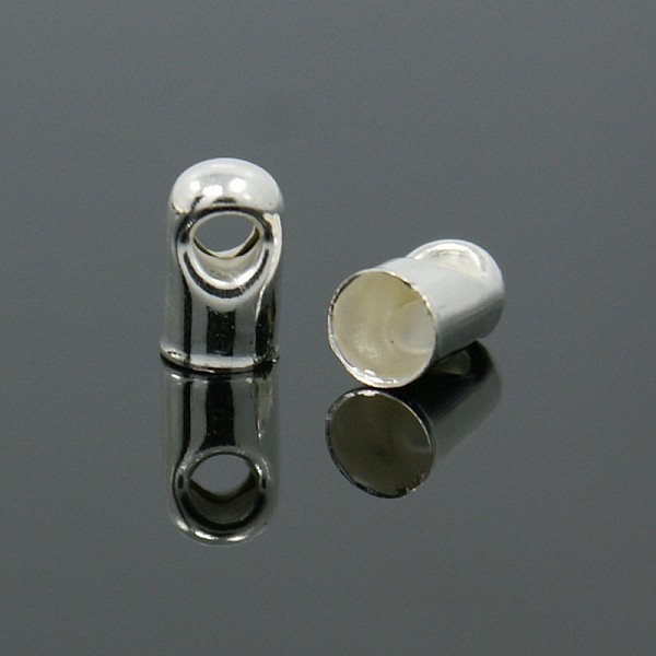 

PandaHall Cord Ends, Iron, Silver Color Plated, about 7mm long, 4mm wide, hole: 1.8mm, Inner Diameter: 3.5mm Iron