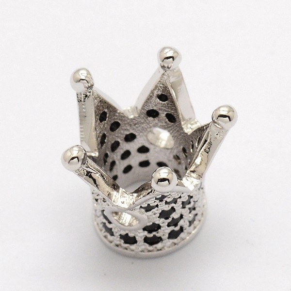 Crown Brass Micro Pave Cubic Zirconia Beads