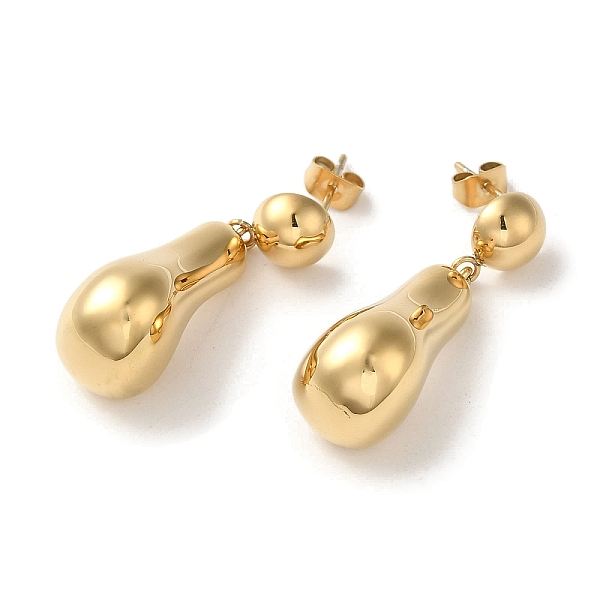 

PandaHall Vacuum Plating 304 Stainless Steel Stud Earrings, Teardrop, Golden, 34x11mm 304 Stainless Steel Teardrop