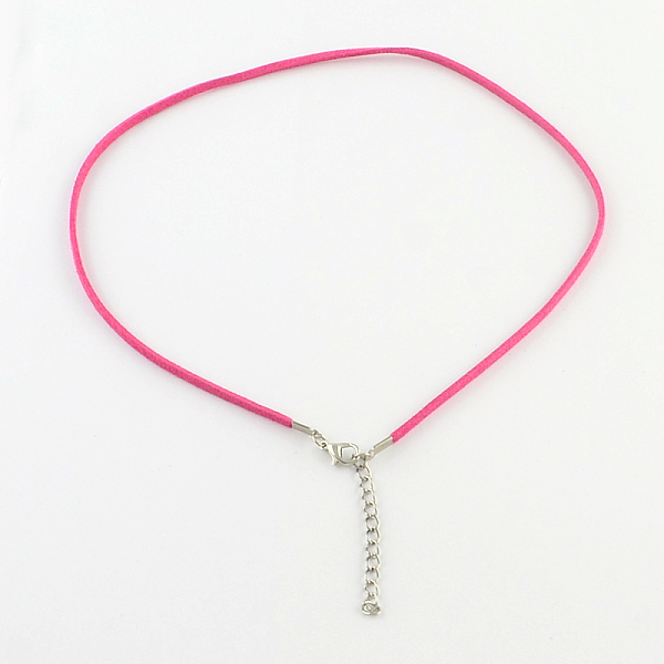 

PandaHall 2mm Faux Suede Cord Necklace Making with Iron Chains & Lobster Claw Clasps, Deep Pink, 44x0.2cm Faux Suede Pink