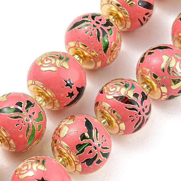 

PandaHall Glass Beads, with Golden Tone Brass Findigs, Round with Rose Butterfly Pigeon Pattern, Light Coral, 14.5x13mm, Hole: 1.6mm, about...