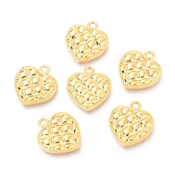 

PandaHall Brass Pendants, Heart with Grid Pattern, Real 18K Gold Plated, 18x16x2.6mm, Hole: 2mm Brass Heart