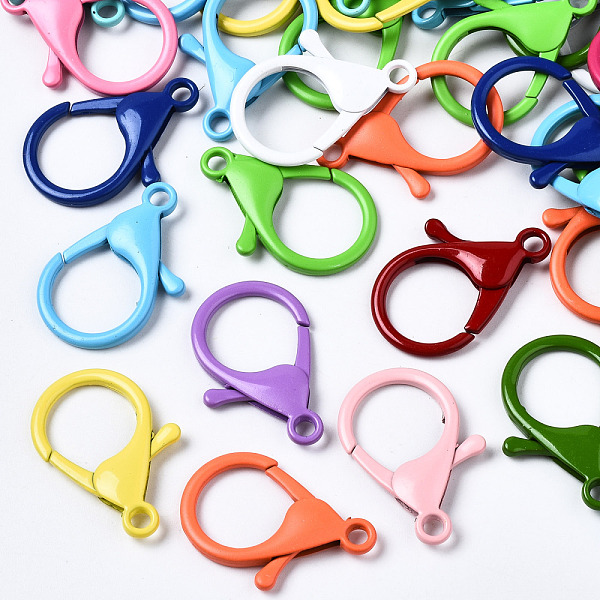 

PandaHall Spray Painted Eco-Friendly Alloy Lobster Claw Clasps, Cadmium Free & Nickel Free & Lead Free, Mixed Color, 35x24x4.5~5.5mm, Hole..., Multicolor
