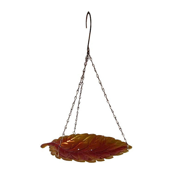 

PandaHall Leaf Iron Bird Hanging Feeder Tray, Outdoor Bird Feeder, Garden Branch Decoration Container, Sienna, 360x260x160mm Iron Leaf Brown