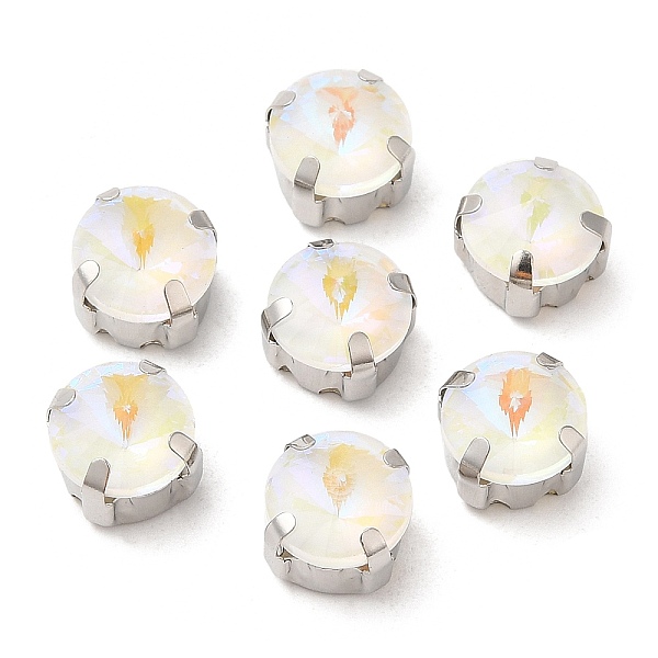 

PandaHall Mocha Fluorescent(MI) Flat Round Sew on Rhinestone, Multi-strand Links, with Brass Prong Settings, Garments Accessories, Crystal..., Clear