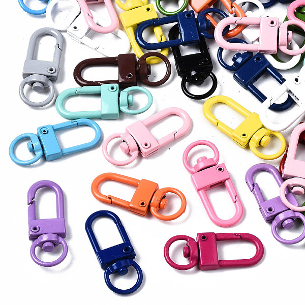

PandaHall Spray Painted Alloy Swivel Snap Hooks Clasps, Cadmium Free & Nickel Free & Lead Free, Mixed Color, 33.5x12.5x5mm, Hole: 5x9mm..., Multicolor