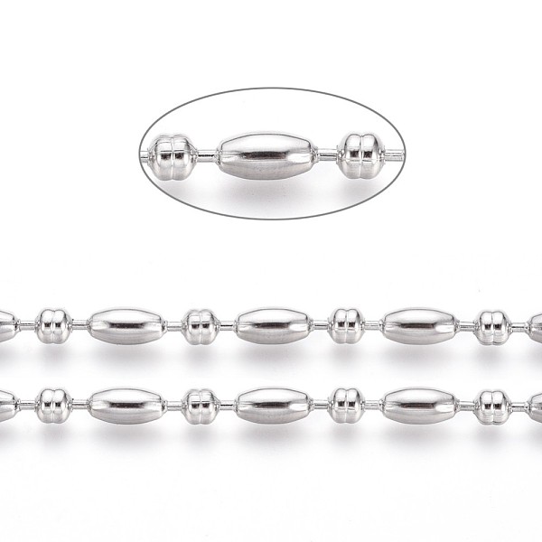 

PandaHall 304 Stainless Steel Ball Chains, Stainless Steel Color, Oval: 8x4mm, Ball: 4x4mm 304 Stainless Steel