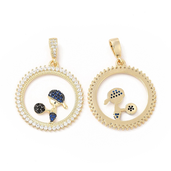 

PandaHall Brass Micro Pave Cubic Zirconia Pendants, Flat Round with Player, Golden, Dark Blue, 28x25.5x2mm, Hole: 5x3mm Brass+Cubic Zirconia...