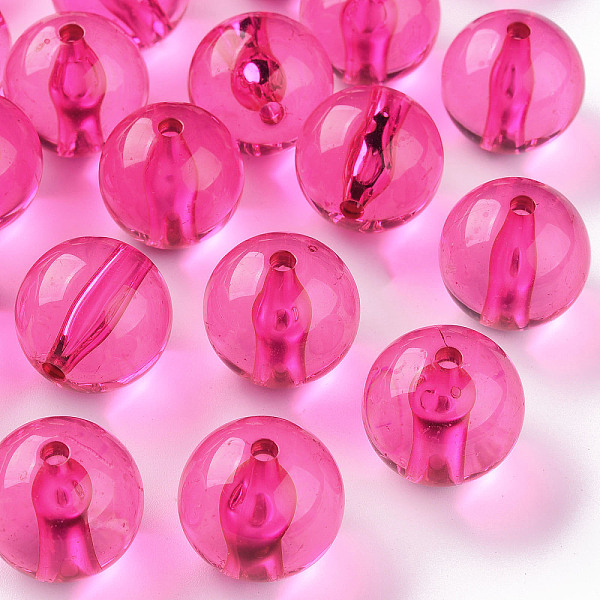 

PandaHall Transparent Acrylic Beads, Round, Fuchsia, 20x19mm, Hole: 3mm, about 111pcs/500g Acrylic Round Pink