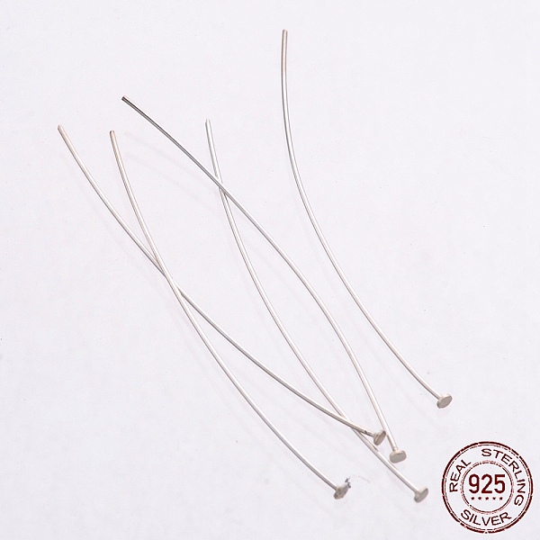

PandaHall Sterling Silver Flat Head Pins, Silver, 44~45x0.3mm, Head: 1.5mm Sterling Silver