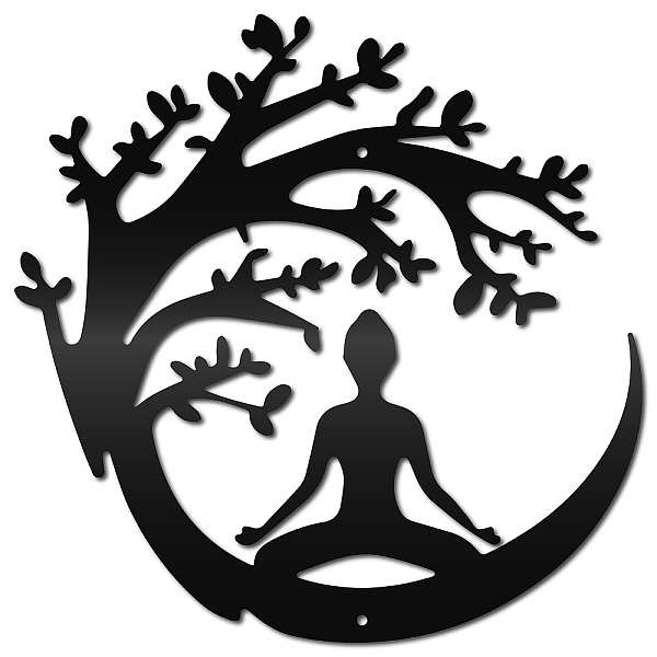 

PandaHall CREATCABIN Yoga Meditation Wall Art Tree Metal Decor Black Zen Spiritual Wall Sculptures Decorative Hanging Plaques Ornament Iron...