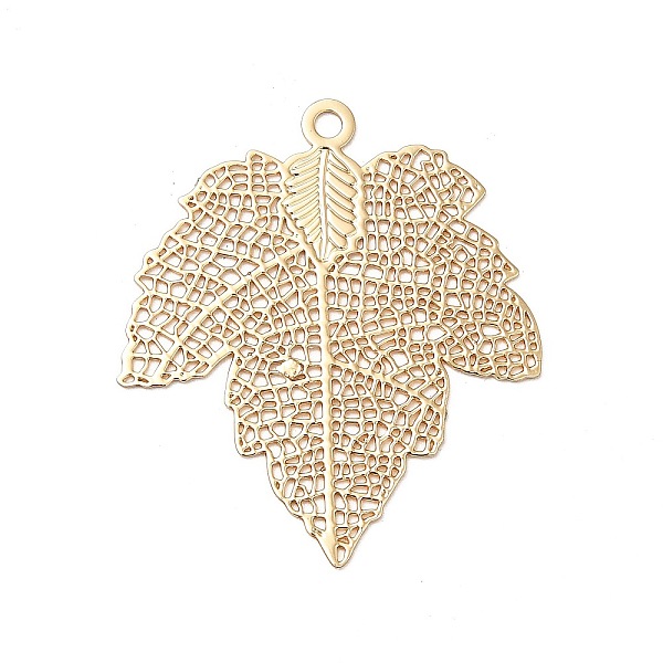 

PandaHall Rack Plating Brass Filigree Pendants, Long-Lasting Plated, Maple Leaf Charms, Light Gold, 35x31x0.3mm, Hole: 1.8mm Brass Leaf