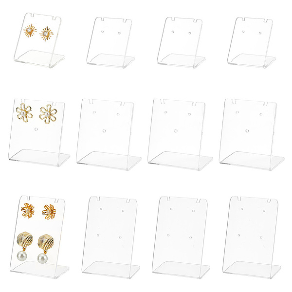 

PandaHall DELORIGIN 12Pcs 3 Styles Organic Glass & Acrylic Earring Displays Sets, Rectangle, Clear, 35x34x27mm, 4pcs/style Acrylic Clear