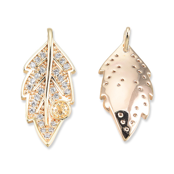 

PandaHall Brass Micro Pave Clear Cubic Zirconia Leaf Peg Bails Pendants, Cadmium Free & Nickel Free & Lead Free, Real 18K Gold Plated...