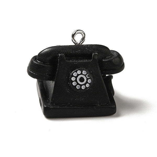 

PandaHall Opaque Resin Pendants, with Platinum Tone Iron Loops, Electrical Appliance Charms, Black, Telephone Pattern, 18.5x24.5x16.5mm...