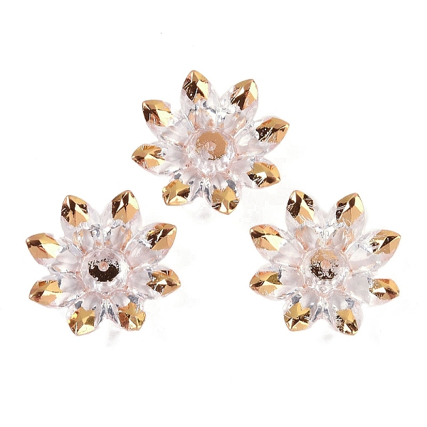 

PandaHall Plating Acrylic Bead Caps, Faceted, Flower, Dark Goldenrod, 31x33.5x8.5mm, Hole: 1.8mm Acrylic