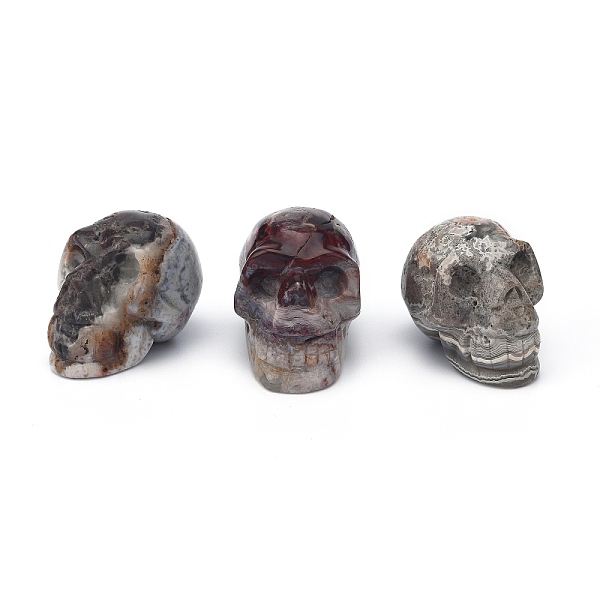 

PandaHall Natural Mexican Agate Home Display Decorations, for Halloween, No Hole/Undrilled, Skull, 48.5~51x31~34x37~39mm Natural Agate Skull
