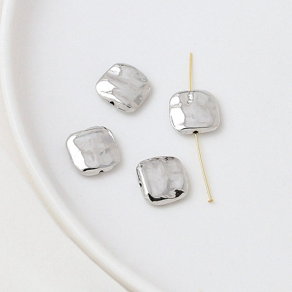 

PandaHall Brass Spacer Beads, Platinum, Square, 12x12mm, Hole: 2mm Brass Square