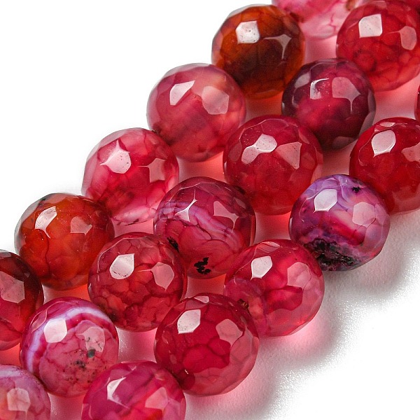 

PandaHall Natural Agate Beads Strands, Dyed & Heated, Round, Faceted, Cerise, 6mm, Hole: 1mm, about 62pcs/strand, 14.37~14.76 inch..., Red