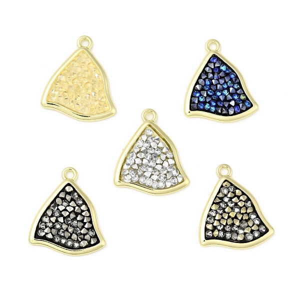 

PandaHall Rhinestone Pendants, with Light Gold Plated Brass Findings, Twist Triangle, Cadmium Free & Lead Free, Mixed Color, 22x19x3mm, Hole..., Multicolor