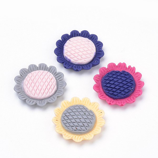 

PandaHall Resin Cabochons, Sunflower, Mixed Color, 22x5mm, Bottom: 17mm Resin Flower Multicolor