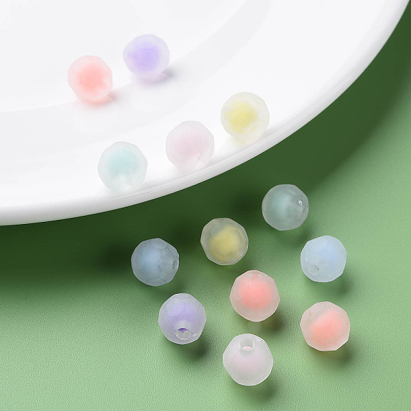 

PandaHall Transparent Acrylic Beads, Bead in Bead, Frosted, Faceted, Round, Mixed Color, 9.5x9.5mm, Hole: 2mm Acrylic Round Multicolor