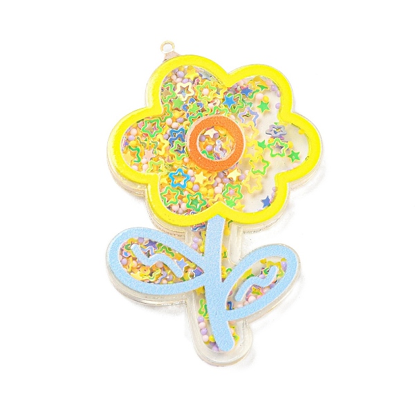 

PandaHall Oil Hourglass Beads Acrylic Pendants, Golden, Flower, 61x39.5x5mm, Hole: 1.6mm Acrylic Flower