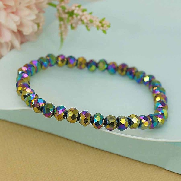 

PandaHall Classic Ethnic Style Faceted Glass Stretch Bracelets for Women Gemstone