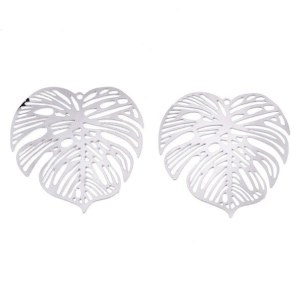 

PandaHall 201 Stainless Steel Filigree Pendants, Etched Metal Embellishments, Tropical Leaf Charms, Monstera Leaf, Stainless Steel Color...