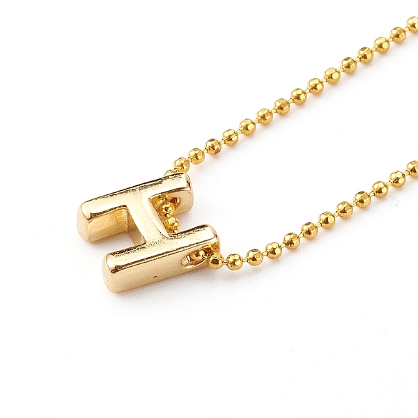 

PandaHall Brass Initial Pendant Necklaces, with Ball Chains, Golden, Letter.H, 16.14 inch(41cm) Brass Letter H