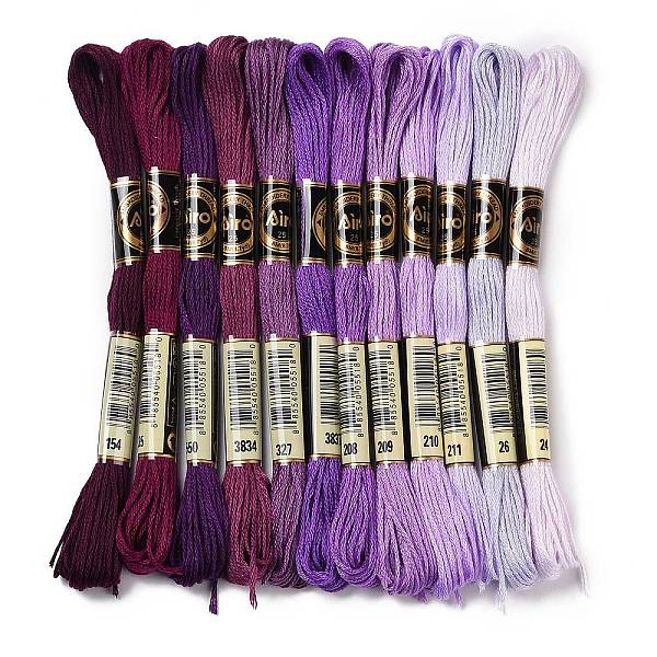 

PandaHall 12 Skeins 12 Colors 6-Ply Polyester Embroidery Floss, Cross Stitch Threads, Gradient Color Series, Purple, 0.5mm, about 8.75 Yards...