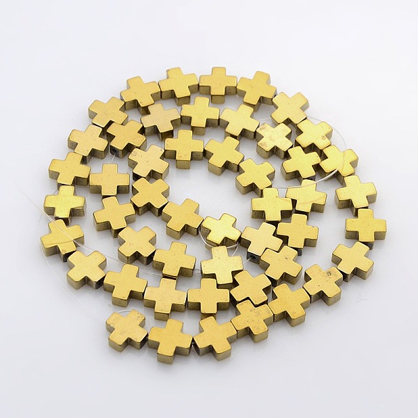 

PandaHall Greek Cross Electroplate Non-magnetic Synthetic Hematite Beads Strands, Golden Plated, 8x8x3mm, Hole: 1mm, about 48pcs/strand...