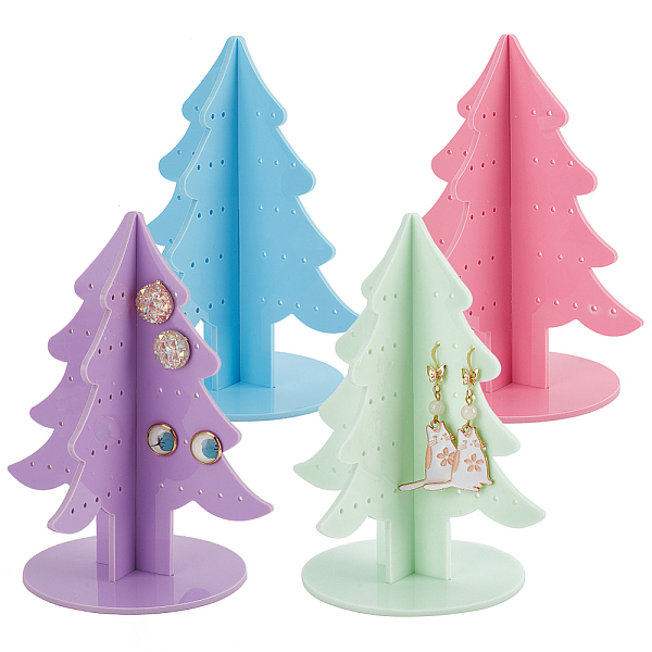 

PandaHall PH 4 Sets 256 Holes Acrylic Earring Holder Stand, 4 Colors Christmas Tree Earring Display Stands Jewelry Hanging Organizer..., Multicolor