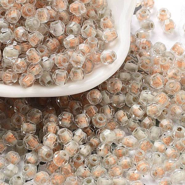 

PandaHall Glass Seed Beads, Inside Colours, Bicone, Light Salmon, 4.5x3.5mm, Hole: 1.4mm, about 5625pcs/pound Glass Bicone