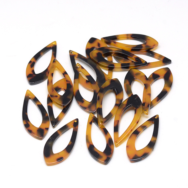 

PandaHall Cellulose Acetate(Resin) Pendants, Teardrop, Goldenrod, 36.5x15.5x2.5mm, Hole: 1.5mm Cellulose Acetate Teardrop Gold