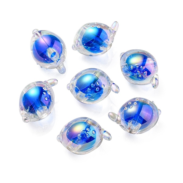 

PandaHall UV Plating Rainbow Iridescent Acrylic Beads, Two Tone Bead in Bead, Fish, Royal Blue, 15x17x15mm, Hole: 3.5mm Acrylic Fish