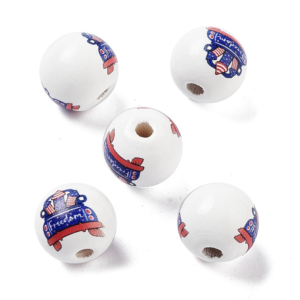 

PandaHall Independence Day Theme Wood European Beads, Large Hole Beads, Round, FireBrick, 15.5~16x14.5mm, Hole: 4mm Wood Round Red