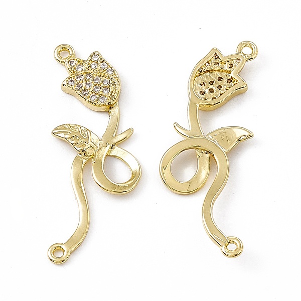 

PandaHall Brass Micro Pave Clear Cubic Zirconia Connector Charms, Flower Links, Real 18K Gold Plated, 32x12x2.5mm, Hole: 1mm Brass+Cubic...