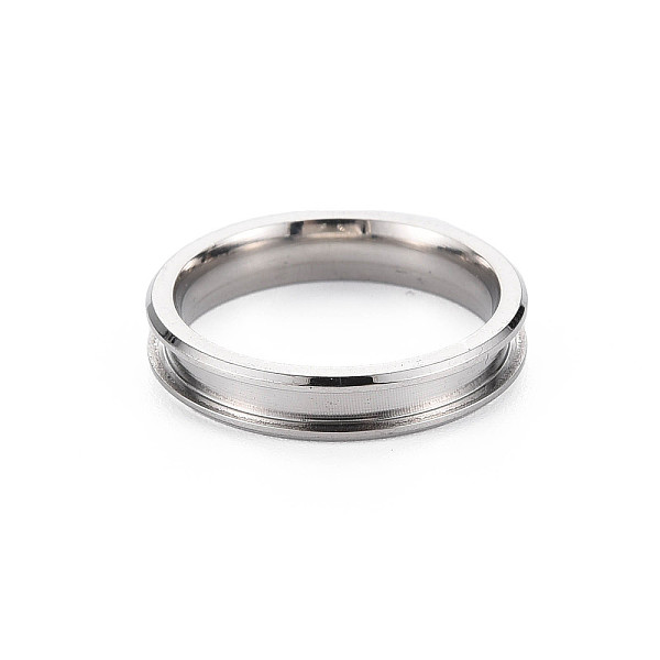 

PandaHall 304 Stainless Steel Grooved Finger Ring Settings, Ring Core Blank, for Inlay Ring Jewelry Making, Stainless Steel Color, Inner...