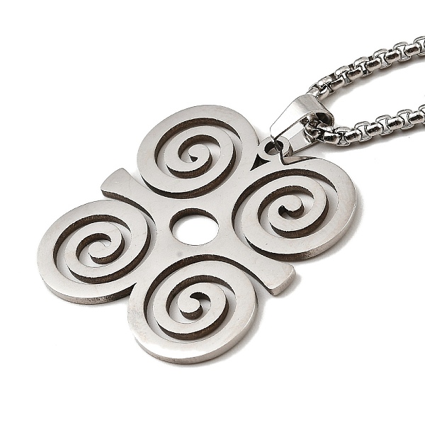 

PandaHall 201 Stainless Steel Pendant Necklaces, African Adinkra Symbol, 23.82 inch(60.5cm), Round: 33x32x1.2mm 201 Stainless Steel Others