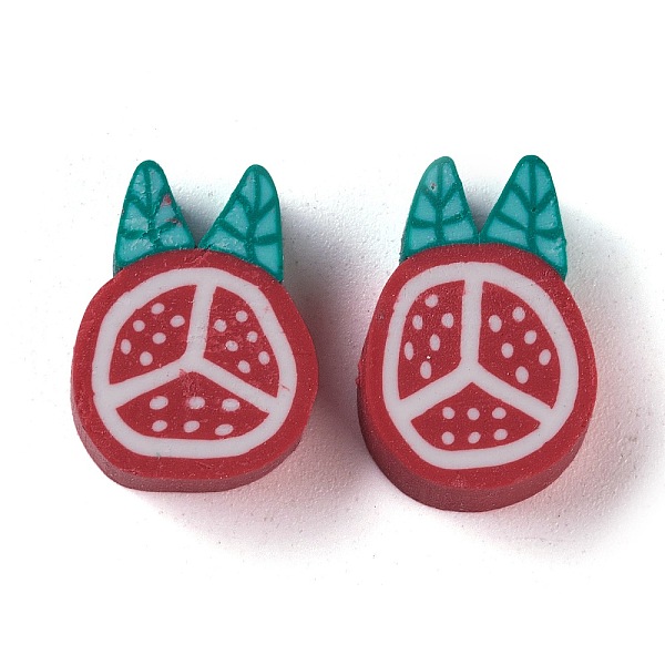 

PandaHall Handmade Polymer Clay Beads, Pomegranate Slice, Dark Red, 11~13.5x8~9.5x5~5.5mm, Hole: 1.8mm Polymer Clay Fruit
