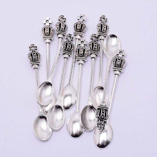

PandaHall Tibetan Style Alloy Pendants, Cadmium Free & Lead Free, Spoon with Crown and Cross, Antique Silver, 56x10x6mm, Hole: 1.4mm Alloy...