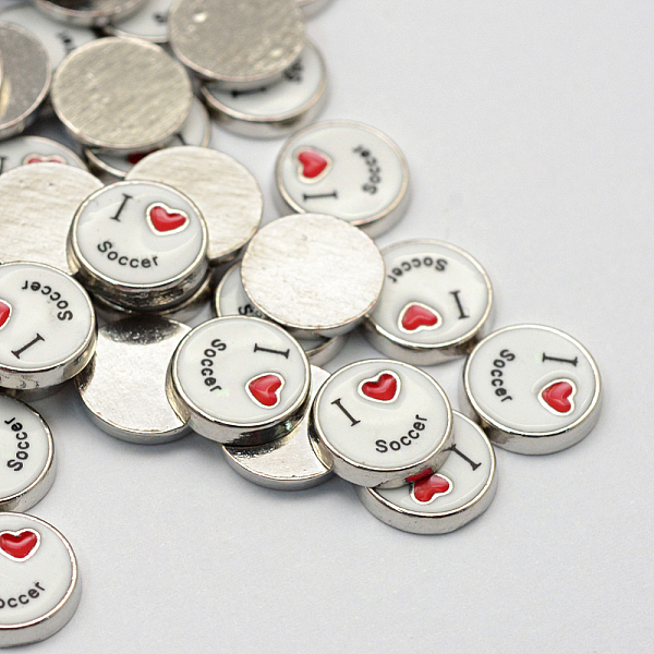 

PandaHall Enamel Style Alloy Cabochons, Floating Charms, DIY for Floating Lockets Glass Living Memory Lockets, Flat Round with Words...
