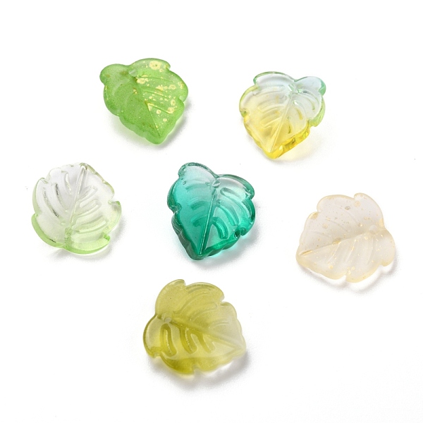 

PandaHall Transparent Glass Pendants, Strawberry Leaf, Mixed Color, 15x14x4mm, Hole: 1mm Glass Leaf Multicolor